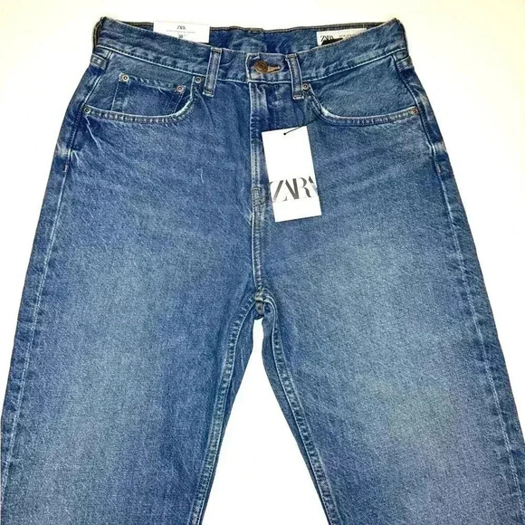 Zara Womens Straight Cropped Mid Waist Jeans Size 6 - Picture 2 of 10